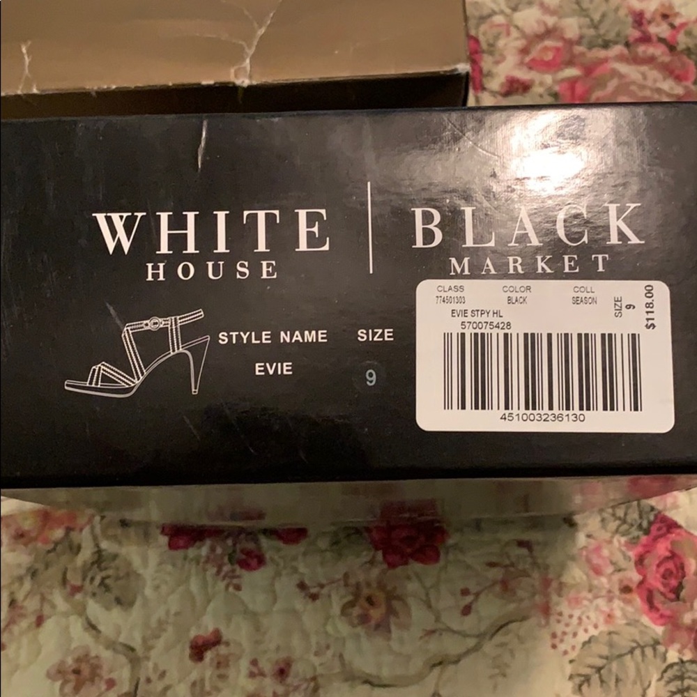 Whbm size 9 black strapped heels